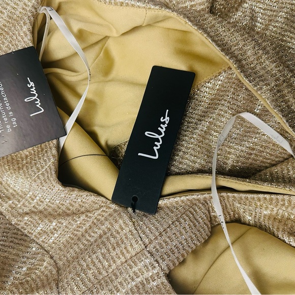 Lulu’s Apryl Mae Gold Glitter Metallic Halter Skater Dress Womens Medium NWT - Picture 14 of 14